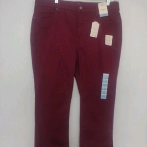 St. John's Bay 16Short Chanti Women's Straight Leg Jeans in Burgundy Mid Rise